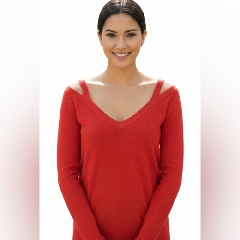 DEX Long Sleeve Knit V Neck Blouse/Sweater - NWT